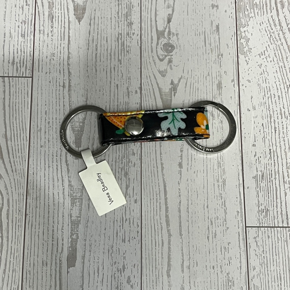 Vera Bradley Twice As Nice Keychain Tangerine Twist Floral Black Gardencore NEW